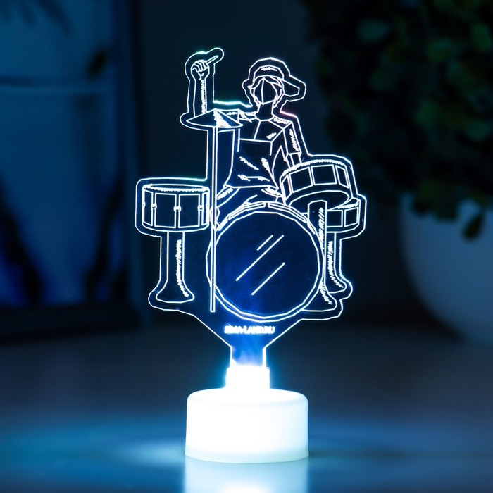 Светильник "Барабанщик" LED RGB 6 цветов от батареек LR1130, 3шт 7х10,5 см RISALUX