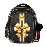 Рюкзак школьный 40х33х15см, эргономичная спинка, Across 410, черный/золотой