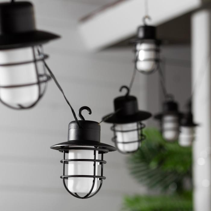 Гирлянда Uniel &laquo;Нить&raquo; 1.8 м с насадками &laquo;Фонарики&raquo;, IP44, тёмная нить, 72 LED, эффект пламени , 1 режим, солнечная батарея