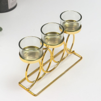 Подсвечник металл, стекло на 3 свечи "Сплетённые кольца" золото 18х6х10 см Подсвечник металл, стекло на 3 свечи "Сплетённые кольца" золото 18х6х10 см