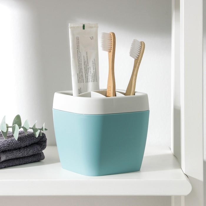 Подставка для зубных щёток «Эллиса», цвет бирюзовый Подставка для зубных щёток «Эллиса», цвет бирюзовый