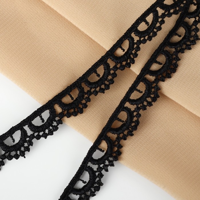 Кружево гипюровое, 13 мм &times; 11 &plusmn; 1 м, цвет чёрный