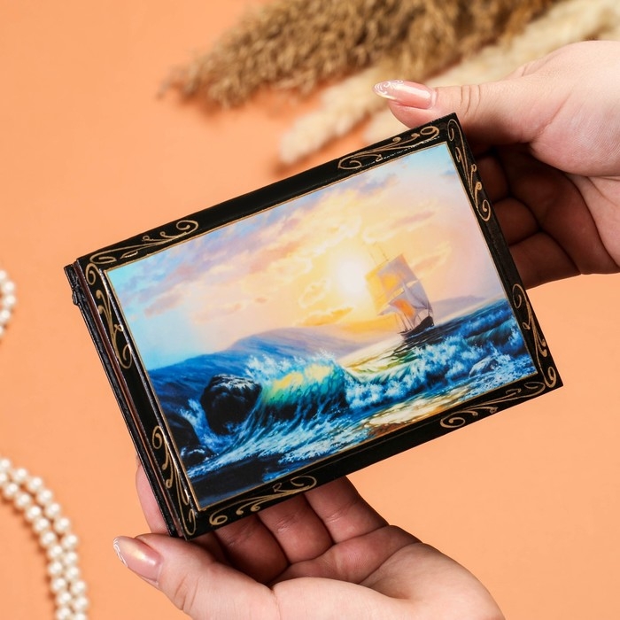 Шкатулка &laquo;Морской берег&raquo;, 10&times;14 см, лаковая миниатюра