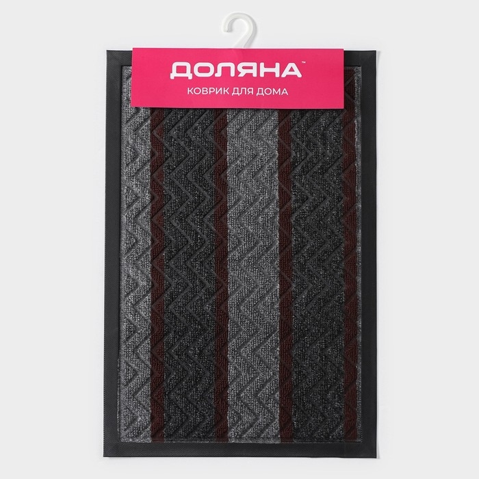 Коврик придверный влаговпитывающий Доляна, с окантовкой, 40&times;59 см, цвет серый