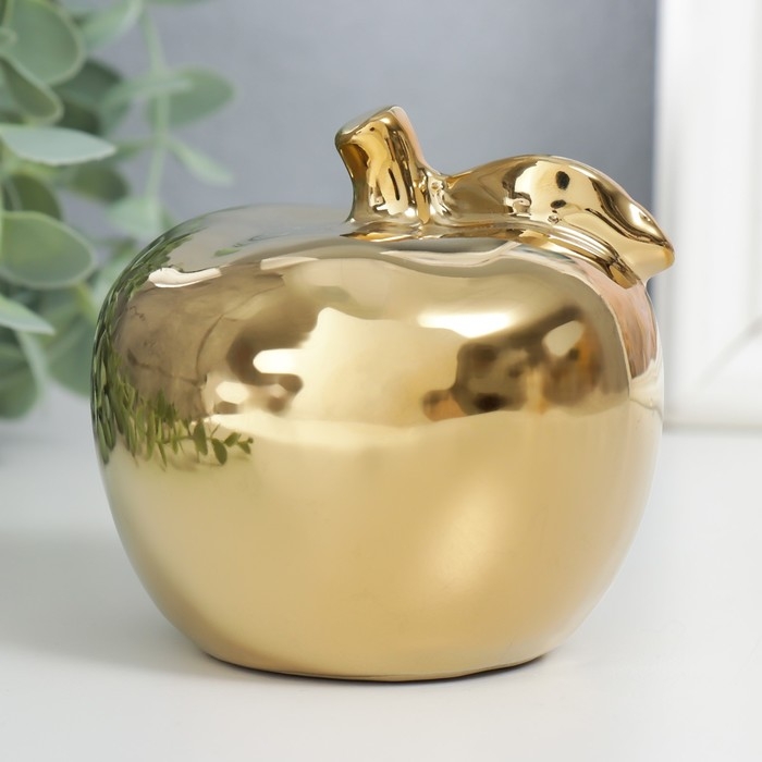 Сувенир керамика Сувенир керамика "Золотое яблоко с листочком" 9,5х10,5х9,5 см