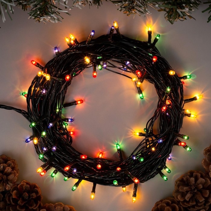 Гирлянда «Нить» 7 м, IP20, тёмная нить, 100 ламп, свечение мульти, 8 режимов, 220 В Гирлянда «Нить» 7 м, IP20, тёмная нить, 100 ламп, свечение мульти, 8 режимов, 220 В