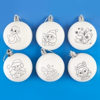 Ёлочные шары под раскраску на новый год &laquo;Новогодний сюрприз. Змея&raquo;, d = 5 ,5 см, 6 шт, новогодний набор для творчества