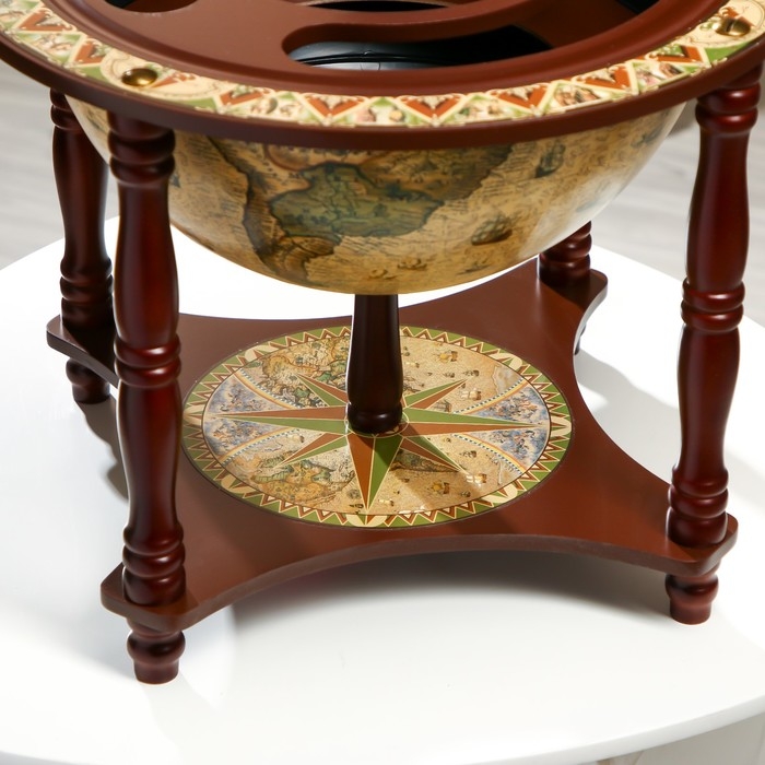 Глобус бар декоративный "Карта капитана" с подставкой внизу 41,6х41,6х56 см