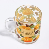 Кружка новогодняя стеклянная «Глинтвейн», 200 мл Кружка новогодняя стеклянная «Глинтвейн», 200 мл