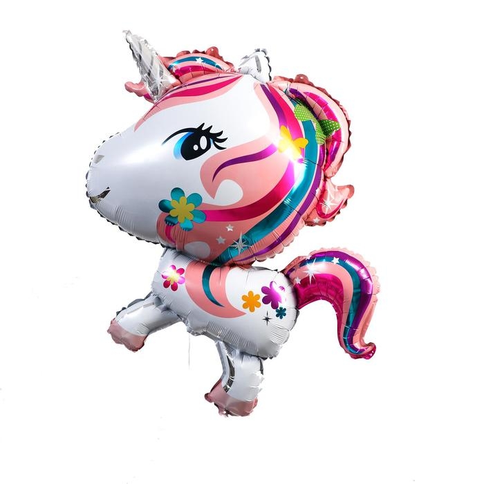 Шар фольгированный 36" &laquo;Волшебный единорог в цветах&raquo;, фигура, цвет розовый