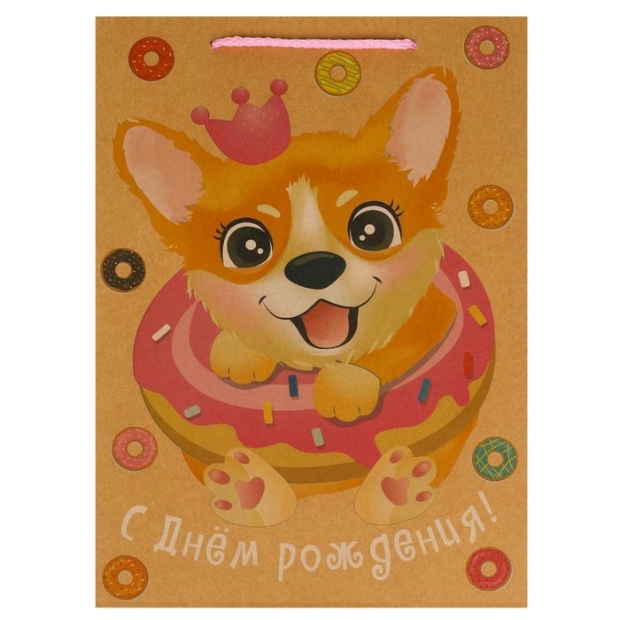 Пакет подарочный крафт M-L, 22 &times; 31 &times; 10 см