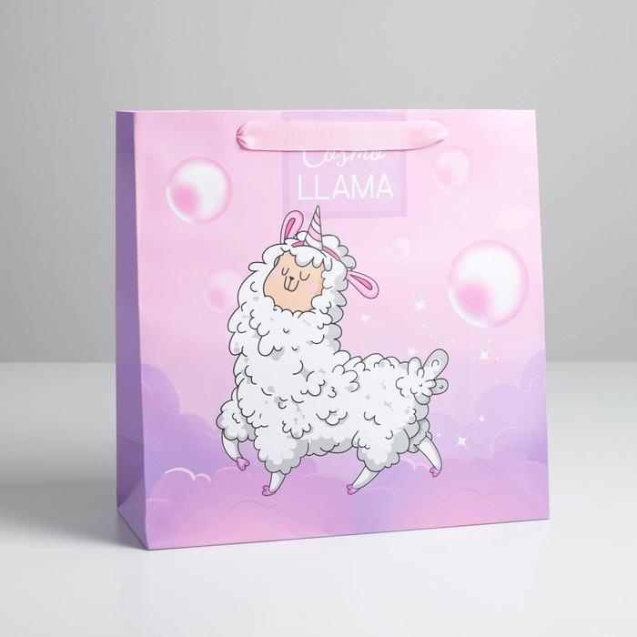 Пакет подарочный ламинированный квадратный, упаковка, «Cosmo Llama», 30 х 30 х 12 см Пакет подарочный ламинированный квадратный, упаковка, «Cosmo Llama», 30 х 30 х 12 см
