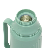 Термос 1 л, со стеклянной колбой, сохраняет тепло 12 ч, с кружкой,  зеленый