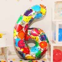 Шар фольгированный 40" &laquo;Цифра 6&raquo;, яркие шары