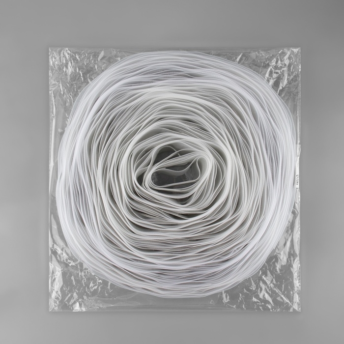 Шторная лента с люверсами, для драпировки, органза, d = 4,2 см, 8,5 см, 50 &plusmn; 1 м, цвет прозрачный/белый