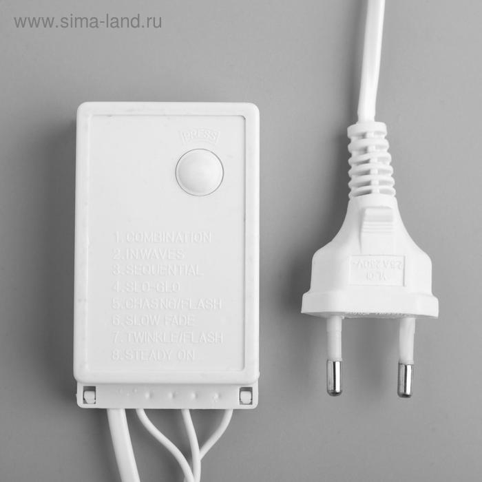 Гирлянда &laquo;Нить&raquo; 10 м, IP44, белая нить, 100 LED, свечение тёплое белое, 8 режимов, 220 В