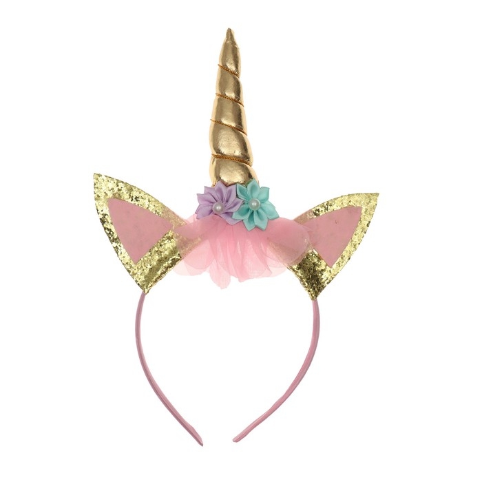 Карнавальный ободок &laquo;Единорог&raquo;, цвет золотой