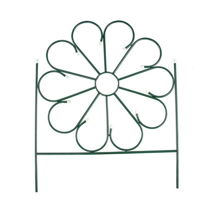Ограждение декоративное, 75 &times; 305 см, 5 секций, металл, зелёное, &laquo;Ромашка&raquo;