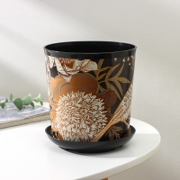 Горшок для цветов с поддоном Доляна «Голди.Птицы», 1,6 л, d=14 см, h=15,5 см, цвет чёрный Горшок для цветов с поддоном Доляна «Голди.Птицы», 1,6 л, d=14 см, h=15,5 см, цвет чёрный