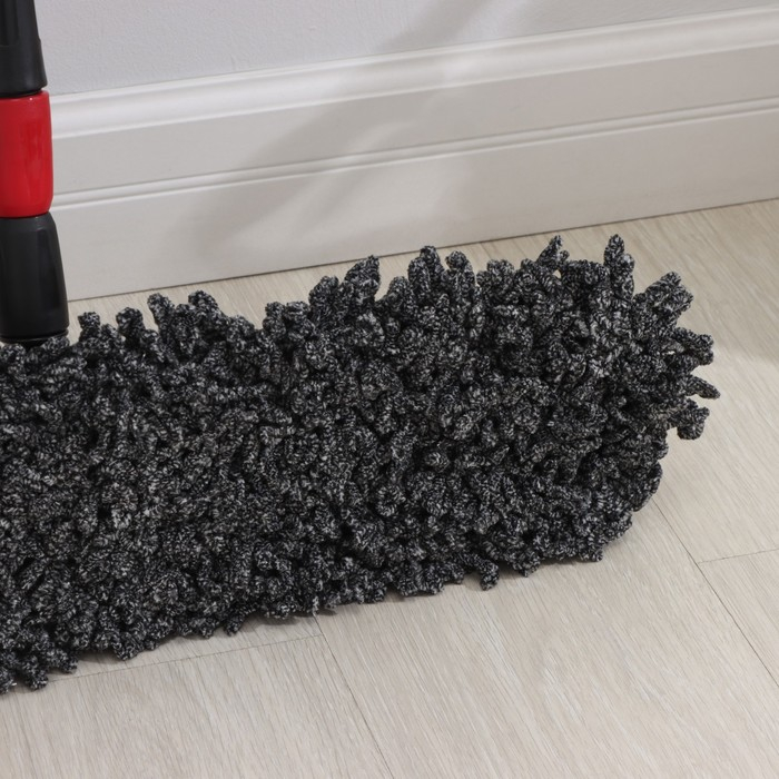 Швабра для мытья пола Доляна, плоская, микрофибра букли, железный флаундер, телескопическая стальная ручка, 62×13×84(130) см Швабра для мытья пола Доляна, плоская, микрофибра букли, железный флаундер, телескопическая стальная ручка, 62×13×84(130) см