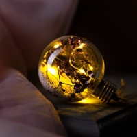 Ёлочный шар «Сиреневые сухоцветы», батарейки, 5 LED, свечение тёплое белое Ёлочный шар «Сиреневые сухоцветы», батарейки, 5 LED, свечение тёплое белое