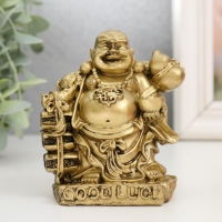 Нэцкэ полистоун под бронзу "Хотей с чашей. Удача" 6х8х9,5 см Нэцкэ полистоун под бронзу "Хотей с чашей. Удача" 6х8х9,5 см