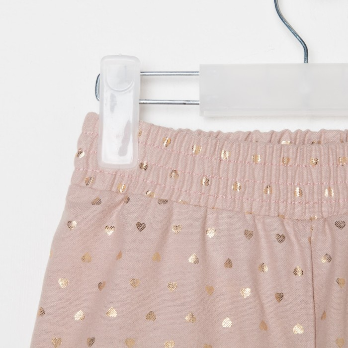 Пижама детская из фланели (рубашка, брюки) KAFTAN "Сердечки", рост 98-104, бежевый