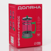 Чайник заварочный френч - пресс Доляна &laquo;Риц&raquo;, 600 мл, стекло, цвет синий