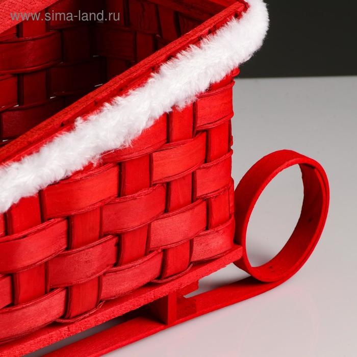 Кашпо &laquo;Сани&raquo;, красное, 23&times;13,5&times;10,5/16,5 см, шпон