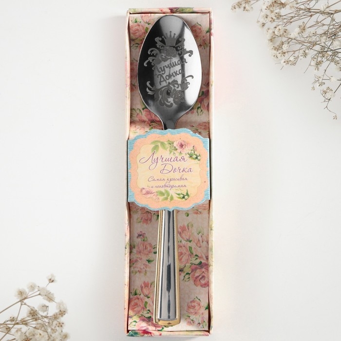 Ложка чайная с гравировкой «Лучшая дочка», в подарочной коробке, 3 х 14 см. Ложка чайная с гравировкой «Лучшая дочка», в подарочной коробке, 3 х 14 см.