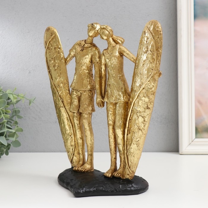 Сувенир полистоун Сувенир полистоун "Влюблённые сёрфингисты" золото 26х23,5х12,5 см