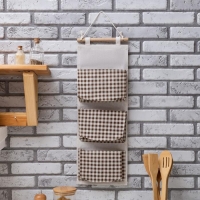 Кармашек текстильный "Клетка"  3 отделения 58х20&plusmn;2 см