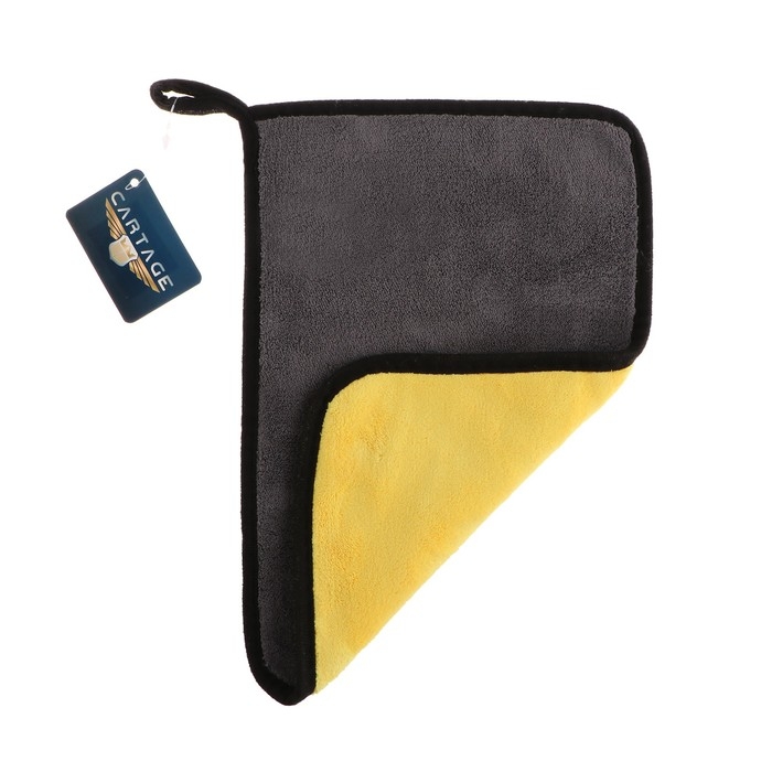 Тряпка для автомобиля CARTAGE, микрофибра, 800 г/м&sup2;, 30&times;20 cм, желто-серая