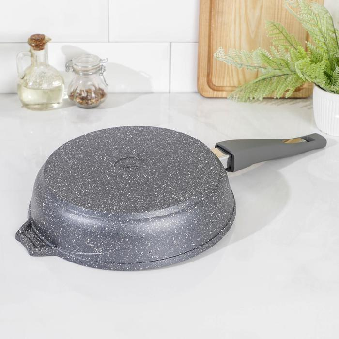 Сковорода &laquo;Гранит&raquo;, d=24 см, съёмная ручка, антипригарное покрытие, цвет серый