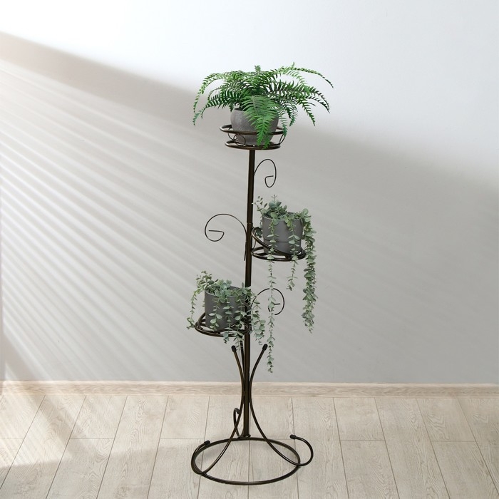 Подставка для цветов, напольная, разборная, на 3 горшка, d = 18 см, бронзовая Подставка для цветов, напольная, разборная, на 3 горшка, d = 18 см, бронзовая