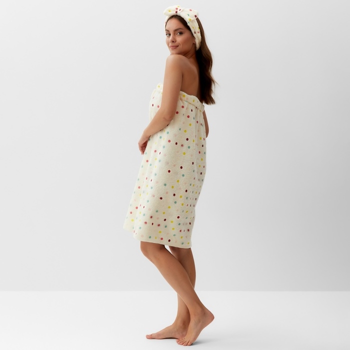 Набор для бани и ванной Этель "Конфетти", полотенце- парео 75*120 см+повязка