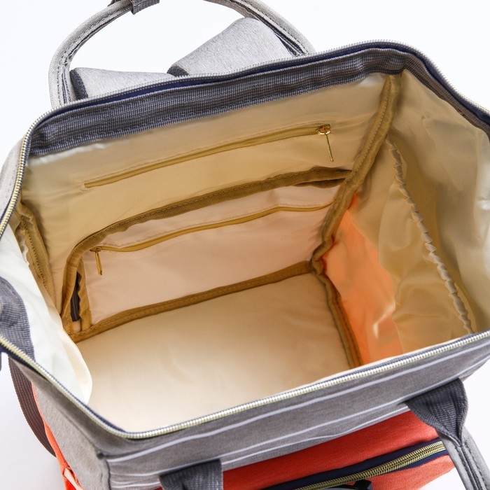 Сумка рюкзак для мамы и малыша с термокарманом, термосумка - портфель, цвет серый/розовый Сумка рюкзак для мамы и малыша с термокарманом, термосумка - портфель, цвет серый/розовый