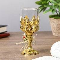 Подсвечник пластик, стекло на 1 свечу "Розочки" бокал на ножке золото 13х6х6 см Подсвечник пластик, стекло на 1 свечу "Розочки" бокал на ножке золото 13х6х6 см