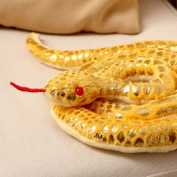 Мягкая игрушка &laquo;Змея&raquo;, цвет жёлтый, с золотыми вставками, 80 см