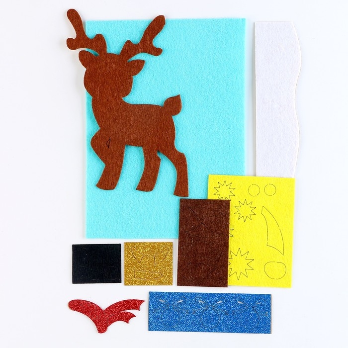Аппликация из фетра на новый год &laquo;Добрый олень&raquo;, новогодний набор для творчества
