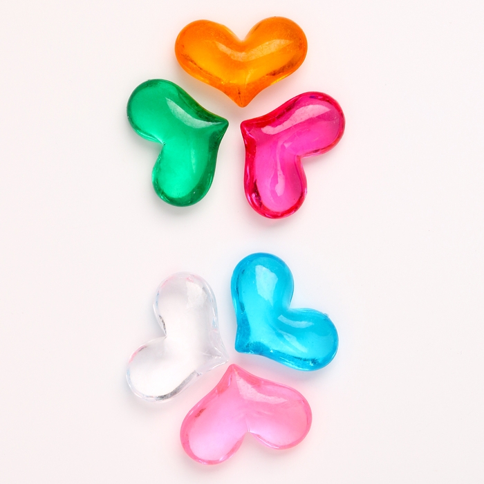 Сердечки пластиковые декоративные, набор 25 шт., размер 1 шт. &mdash; 3 &times; 3,5 см, цвет МИКС