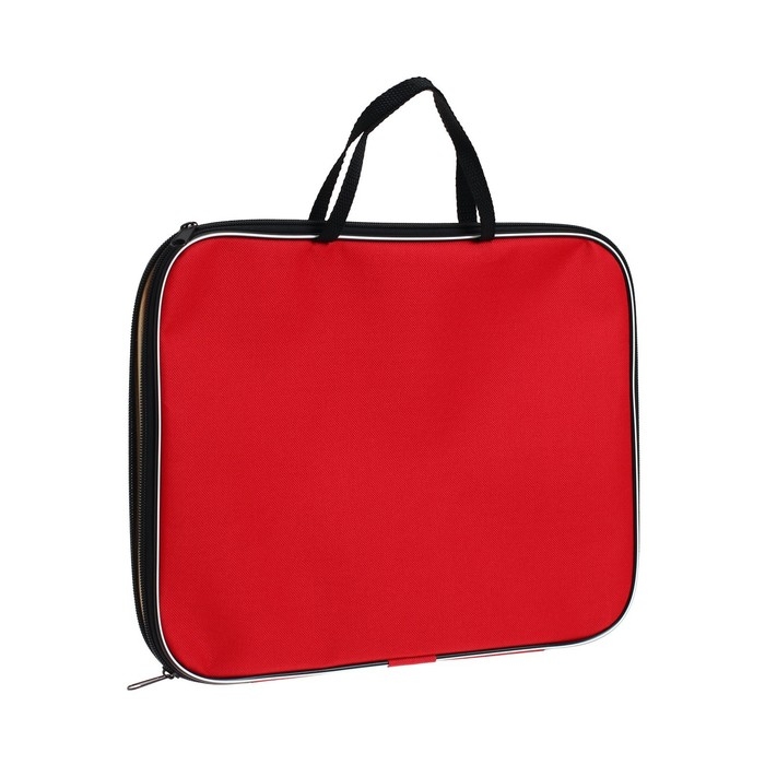 Папка с ручками текстильная А4, 350 х 270 х 20 мм, Calligrata Папка с ручками текстильная А4, 350 х 270 х 20 мм, Calligrata "Офис", нейлон 600D, двуцветный кант, красная (чёрные ручки и молния)