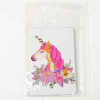 Алмазная вышивка &laquo;Единорог с цветами&raquo;, 10 &times; 15 см, с подставкой, с частичным заполнением