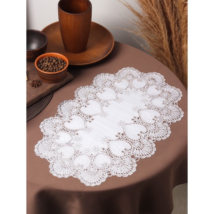 Салфетки сервировочные на стол Доляна &laquo;Листья&raquo;, 46&times;30 см, 4 шт, ПВХ, цвет серебряный