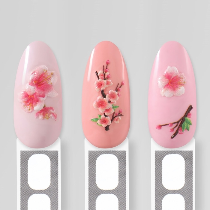 Наклейки для ногтей «Сакура», объёмные, цвет розовый/белый Наклейки для ногтей «Сакура», объёмные, цвет розовый/белый