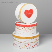 Набор коробок круглых 3 в 1 с ручкой, упаковка подарочная, «Love», 20 х 20 х 9.5 - 26 х 26 х 11.5 см Набор коробок круглых 3 в 1 с ручкой, упаковка подарочная, «Love», 20 х 20 х 9.5 - 26 х 26 х 11.5 см