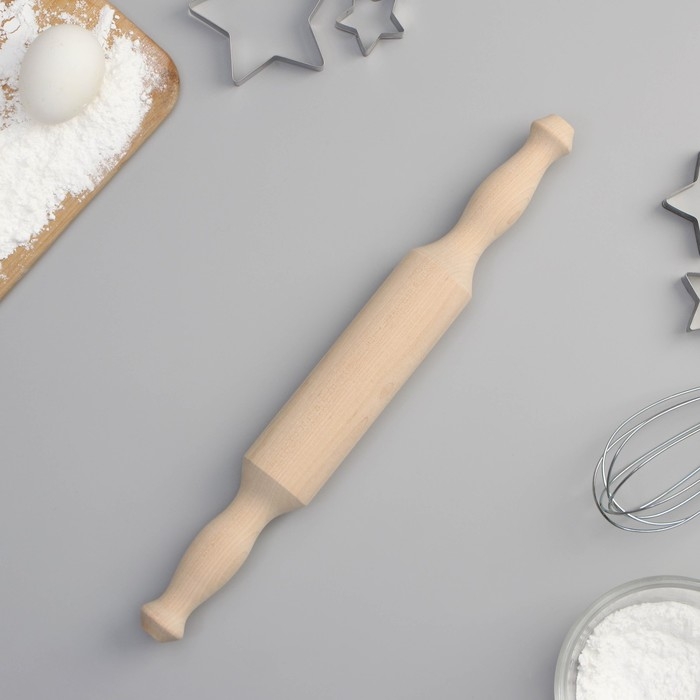 Скалка с ручками Доляна, 35&times;4.3 см, берёза