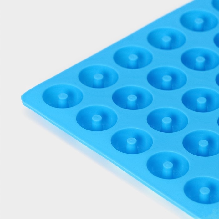 Форма для мармелада Доляна &laquo;Пончики&raquo;, силикон, 21,5&times;20 см, 64 ячейки (d=2 см), цвет МИКС