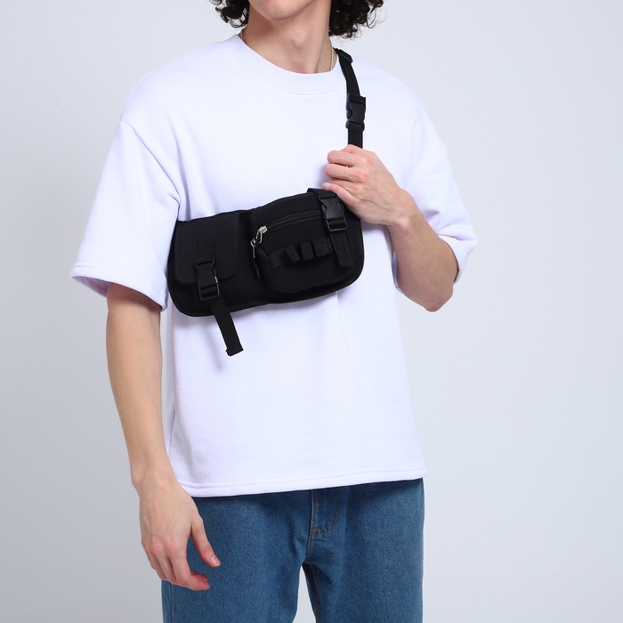 Сумка поясная на молнии, цвет чёрный