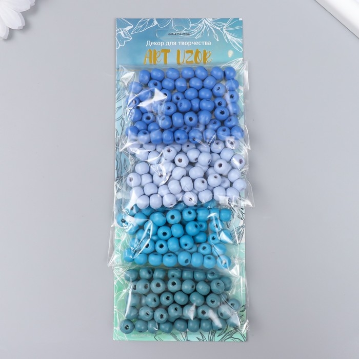 Бусины для творчества дерево "Небесная гамма" d-0,8 см, 4 цвета х 10 гр